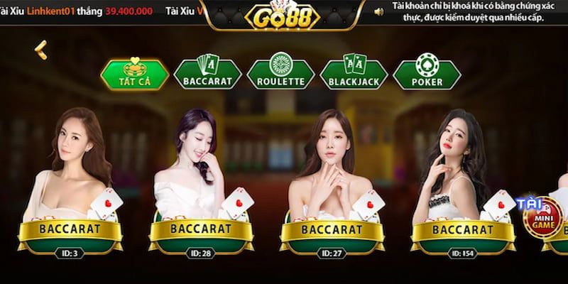 Các trò chơi hấp dẫn tại casino Go88 bạn nên khám phá